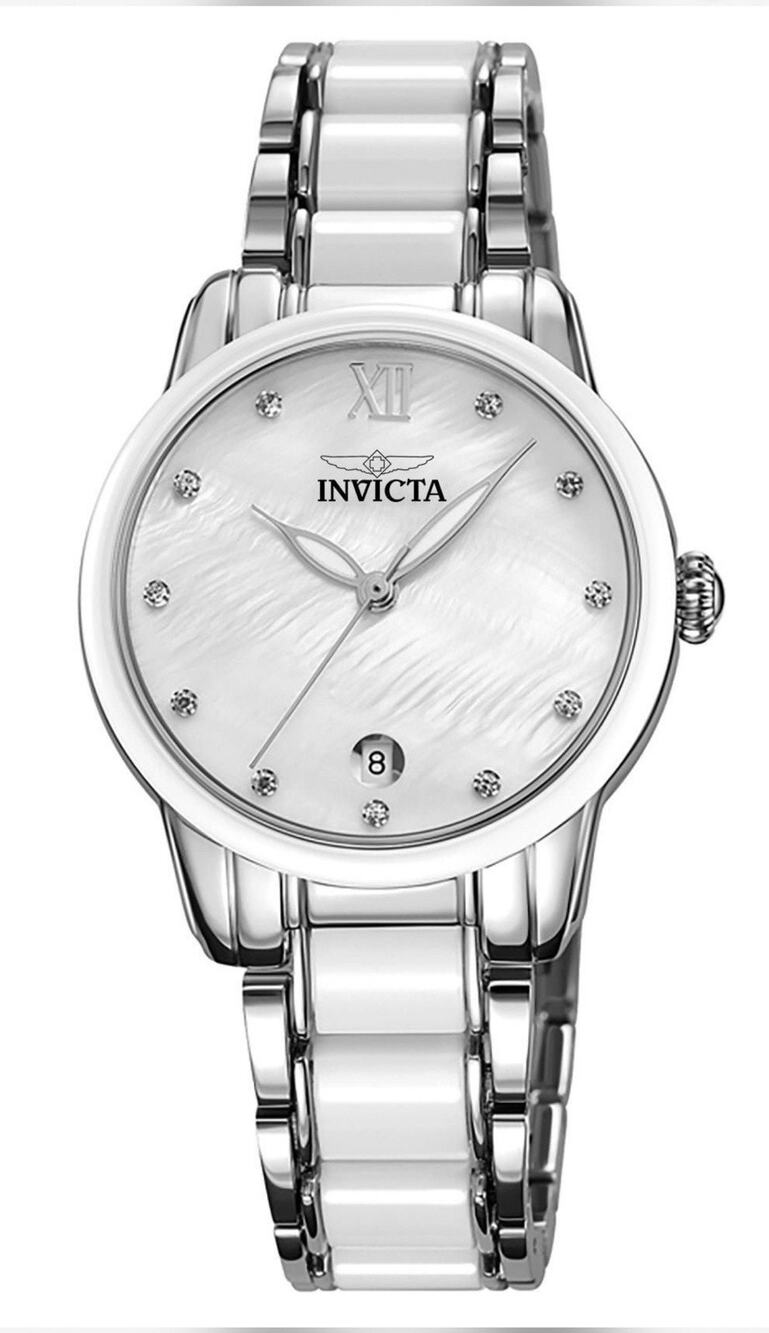 Invicta 70341 Celestial Lady 34.7mm Silver Tone Case White Silver Dial